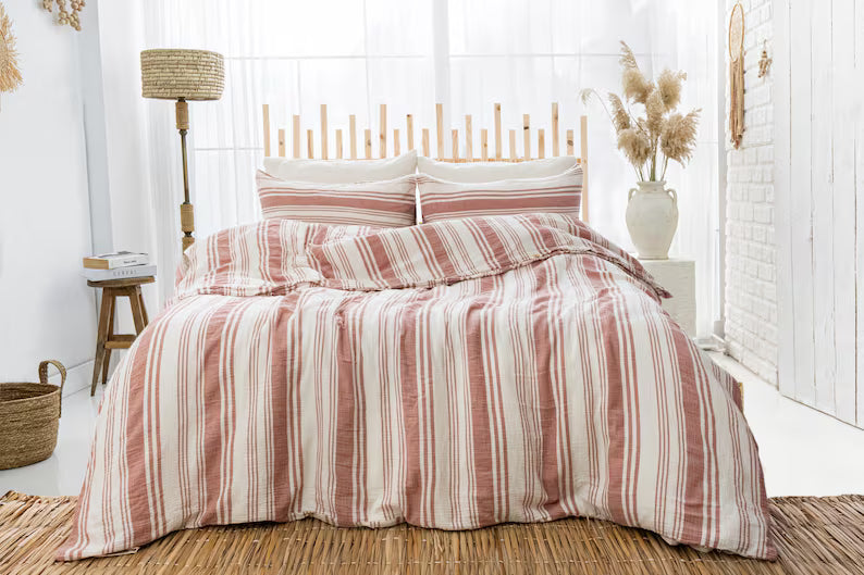 Organic Muslin Duvet Cover - Breathable 4-Layer Gauze Cotton Comforter Cover Set