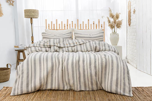Organic Muslin Duvet Cover - Breathable 4-Layer Gauze Cotton Comforter Cover Set