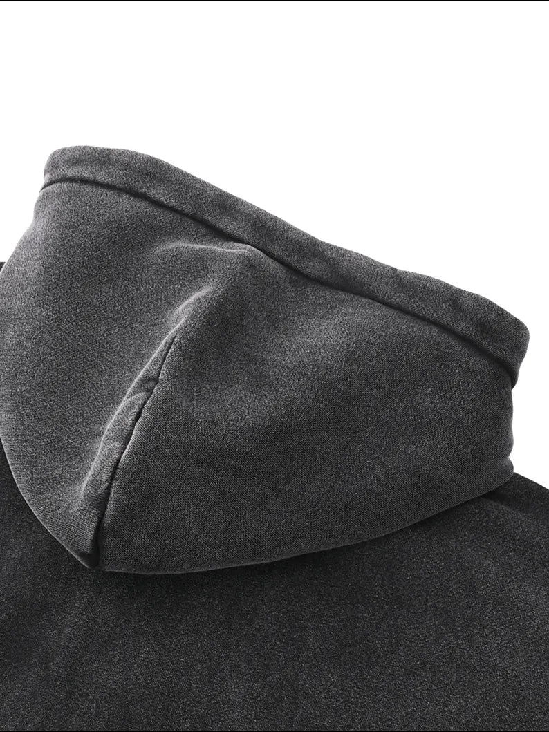 Vintage Pattern Zip Fleece Hoodie