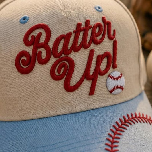 Batter Up Embroidered Baseball Cap - Baseball Fan Game Day Gift