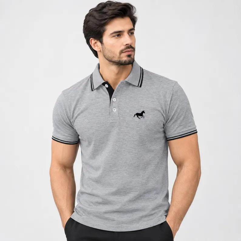 Men's Short Sleeve Polo Shirt - Casual Summer Collared T-Shirt
