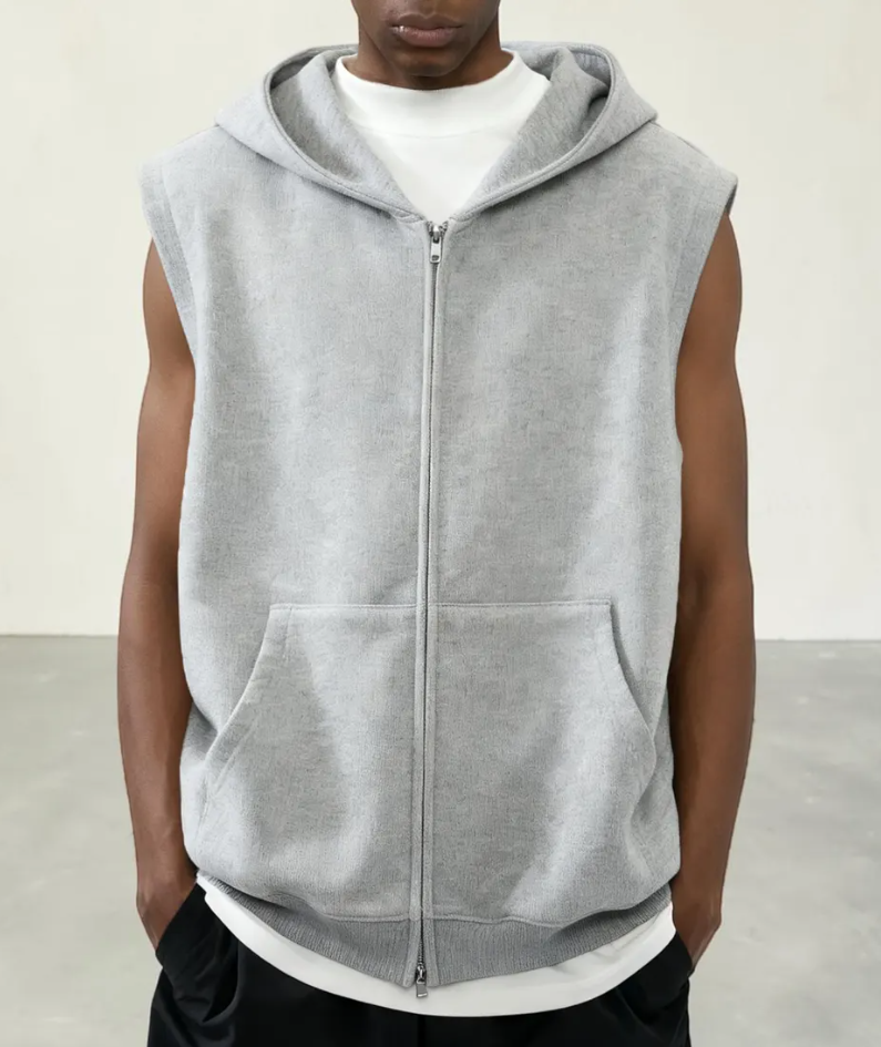 Streetwear Oversized Sleeveless Zip Jacket
