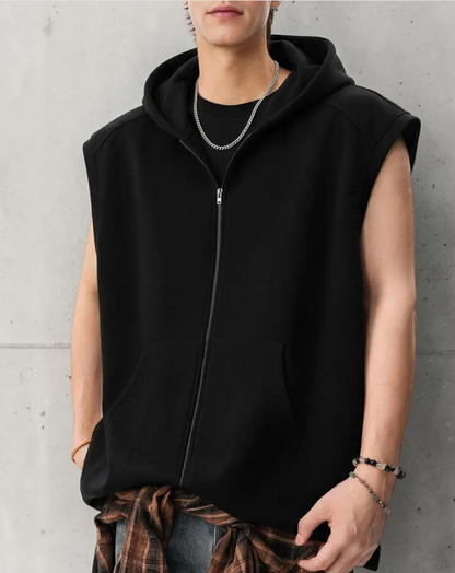 Streetwear Oversized Sleeveless Zip Jacket