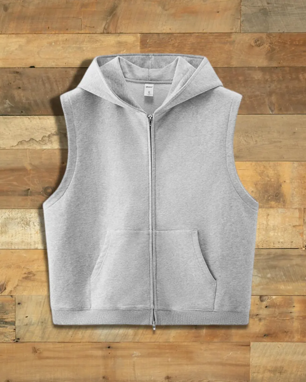 Streetwear Oversized Sleeveless Zip Jacket