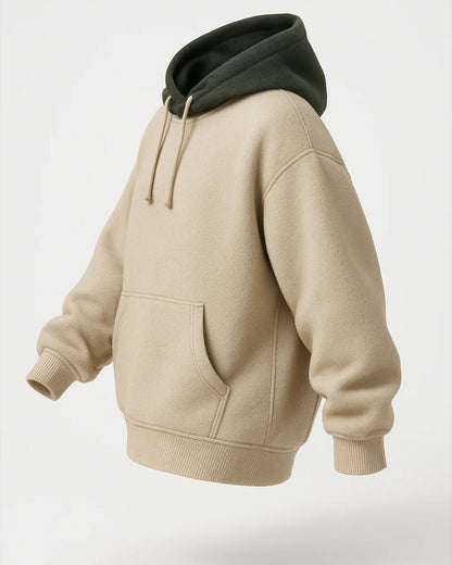 Men's Drop Shoulder Hoodie Beige