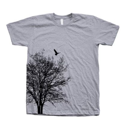 Tree & Bird Graphic T-Shirt: Unisex 100% Cotton Summer Shirt