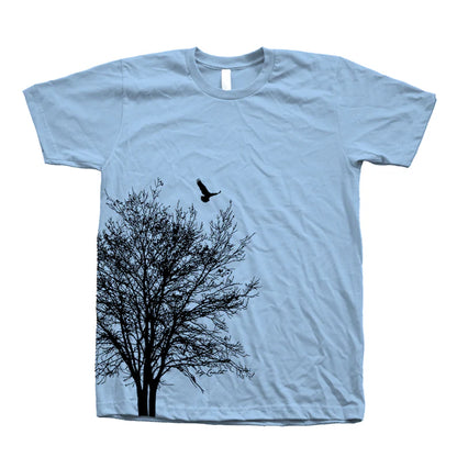 Tree & Bird Graphic T-Shirt: Unisex 100% Cotton Summer Shirt