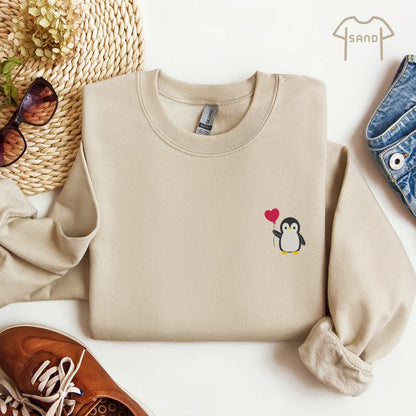 Cute Penguin Embroidered Crewneck Sweatshirt