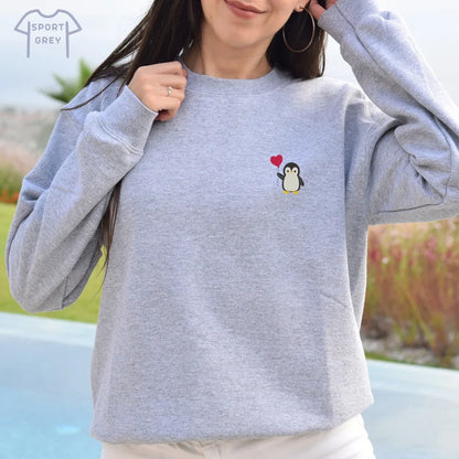 Cute Penguin Embroidered Crewneck Sweatshirt