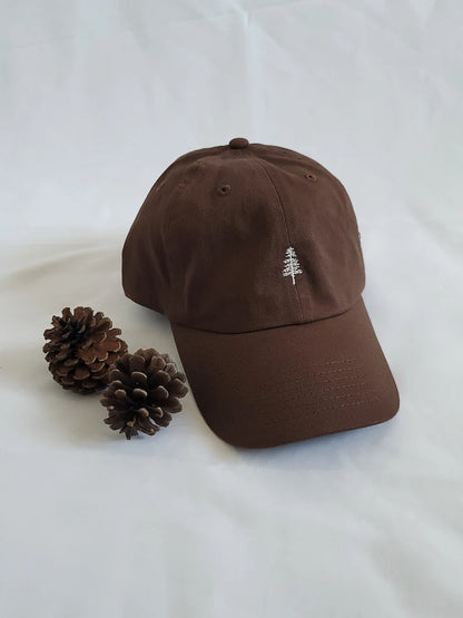 Pine Tree Embroidered Hat - Vintage Cotton Baseball Cap & Nature Outdoor Dad Hat