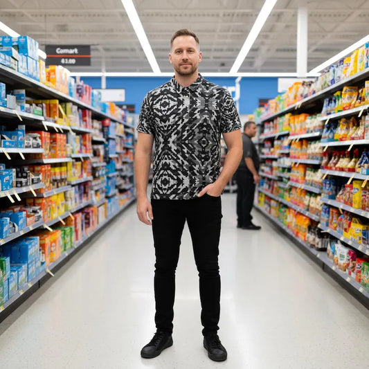 Surveillance Glitch Houndstooth Men's Polo Shirt
