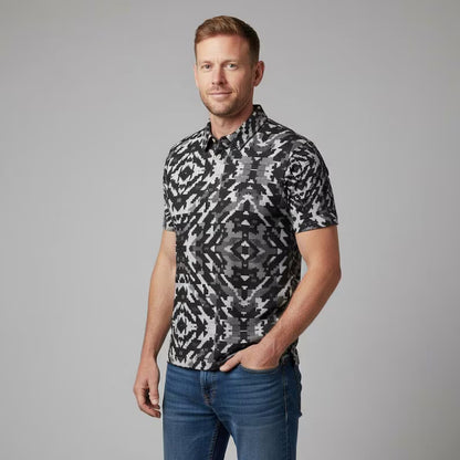 Surveillance Glitch Houndstooth Men's Polo Shirt