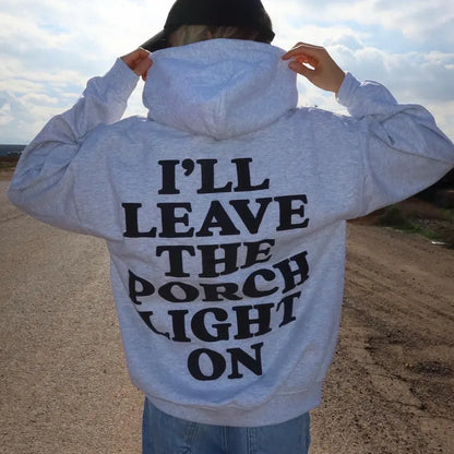 Leave The Porch Light On Hoodie | Cozy Cottage & Country Nostalgia Graphic Pullover Sweatshirt