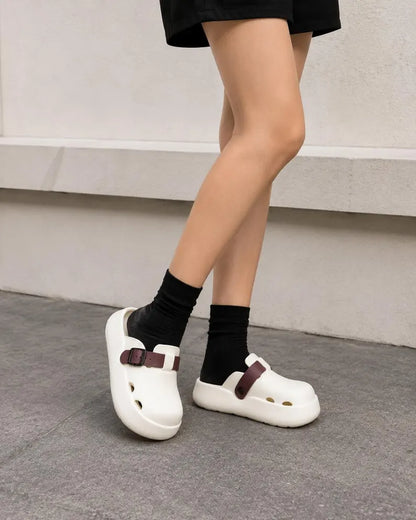 Black Brown White Platform Slip On Shoes | Chunky Foam Clogs & Lightweight Colorblock Platform Mules