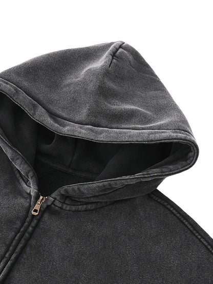 Vintage Pattern Zip Fleece Hoodie