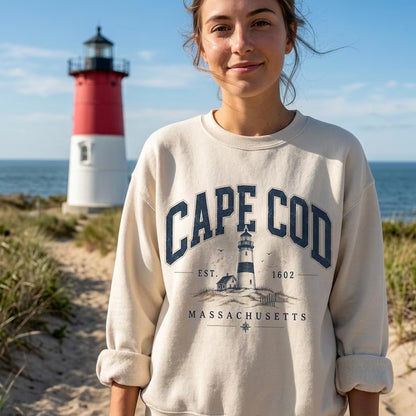 Retro Cape Cod Massachusetts Sweatshirt - Vintage Vacation Crewneck, Unisex Beach Town Jumper
