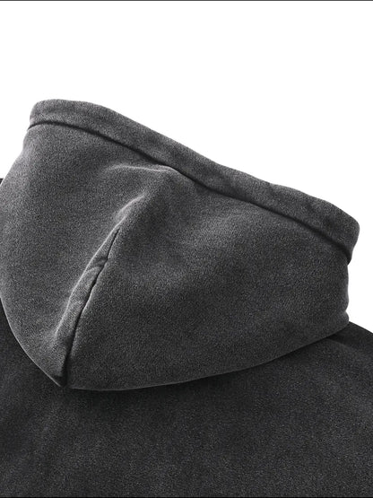 Vintage Pattern Zip Fleece Hoodie