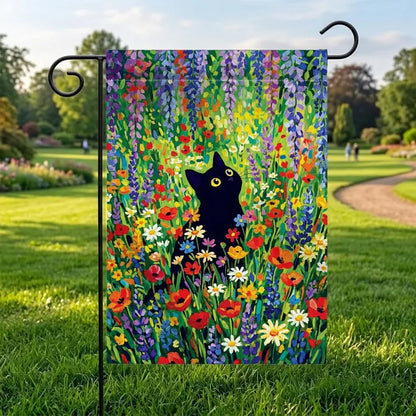 Floral Cat Garden Flag - Flowers Yard Banner Animal Outdoor Decor