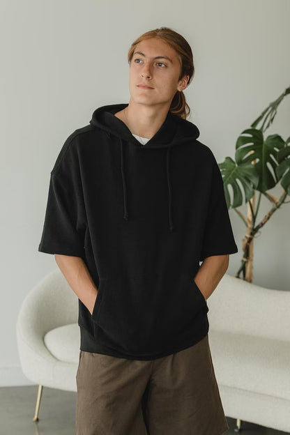 Coimbatore Hoodie - Short Sleeve Organic Cotton Knit Corduroy Sweatshirt