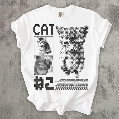 Funny Pixel Cat Graphic T-Shirt - Retro Gaming Cat Tee, Cute Gamer Cat Shirt