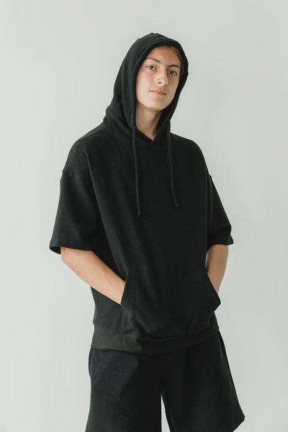 Coimbatore Hoodie - Short Sleeve Organic Cotton Knit Corduroy Sweatshirt
