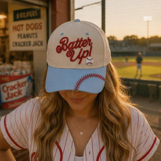 Batter Up Embroidered Baseball Cap - Baseball Fan Game Day Gift