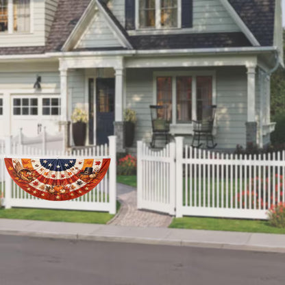 Patriotic Fall Fence Bunting - Autumn Harvest Cornucopia Thanksgiving Porch Decor