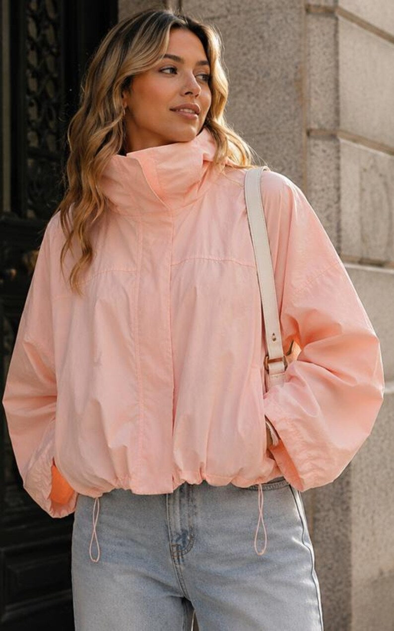 Women's Hooded Windbreaker Jacket - Lightweight Waterproof Outdoor Hiking Rain Coat