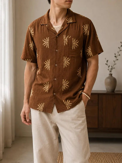 Men’s Lightweight Embroidered Hawaiian Shirt - Casual Summer Beachwear