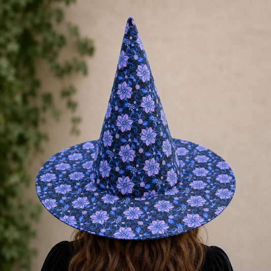 Quilted Witch Hat - Floral Patchwork Cottagecore Halloween Costume Accessory