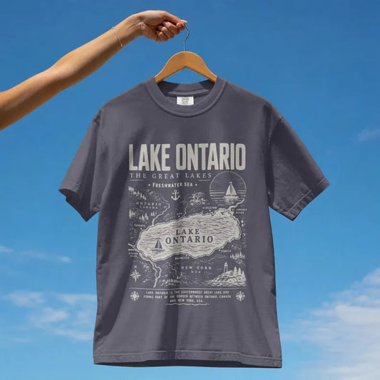 Vintage Lake Ontario Comfort Colors Tee | Great Lakes Coastal Sailing Shirt & Retro Canada Cottage Vacation Gift