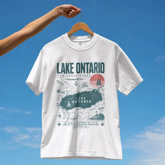 Vintage Lake Ontario Comfort Colors Tee | Great Lakes Coastal Sailing Shirt & Retro Canada Cottage Vacation Gift