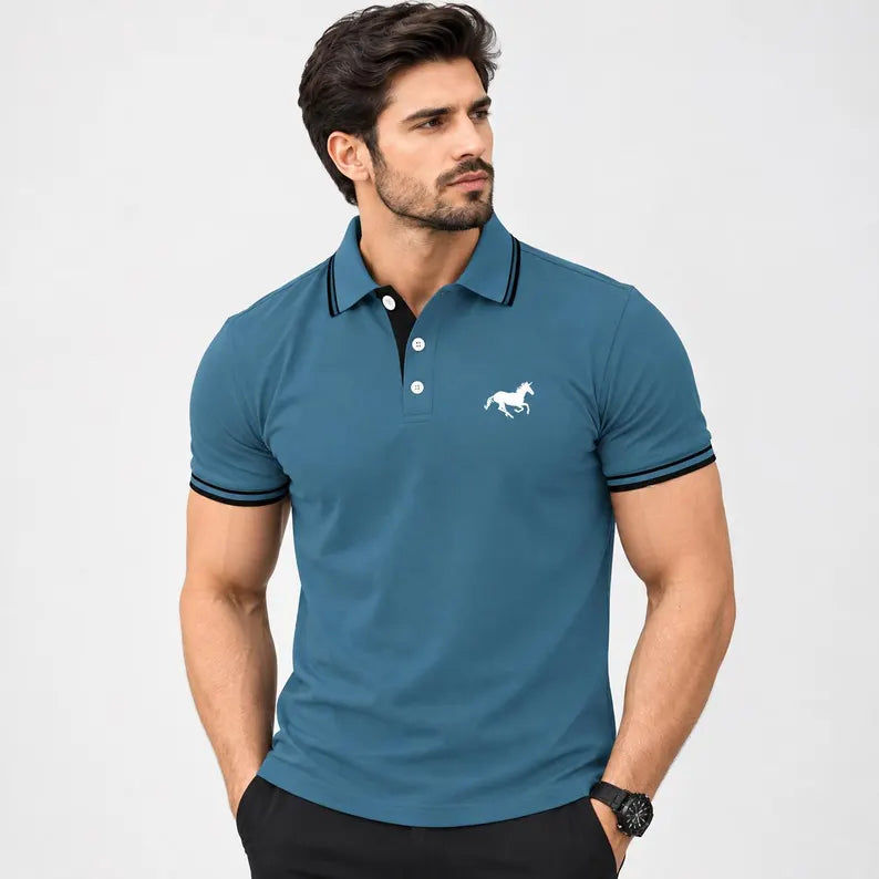 Men's Short Sleeve Polo Shirt - Casual Summer Collared T-Shirt