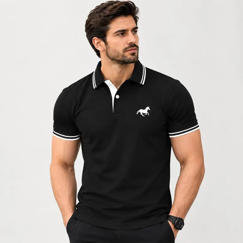 Men's Short Sleeve Polo Shirt - Casual Summer Collared T-Shirt